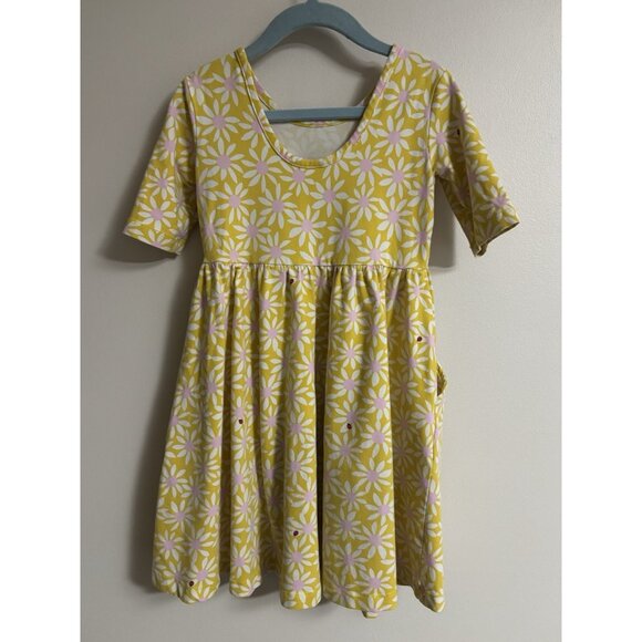 Hanna Andersson Yellow Daisy Ladybug Skater Dress Girls Kids Size 5 - Picture 5 of 9